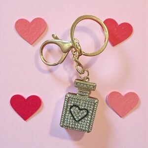 Crystal  Heart Gold Keychain Accessory or bag charm Comment